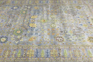 Silver Floral Traditional 9X12 Oushak Chobi Oriental Rug