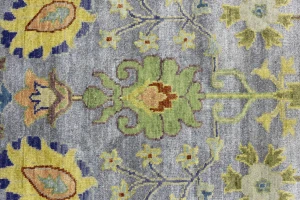 Silver Floral Traditional 9X12 Oushak Chobi Oriental Rug
