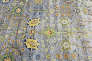 Silver Floral Traditional 9X12 Oushak Chobi Oriental Rug