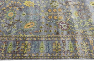 Silver Floral Traditional 8X10 Oushak Chobi Oriental Rug