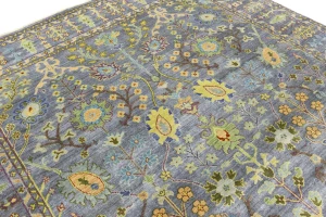 Silver Floral Traditional 8X10 Oushak Chobi Oriental Rug