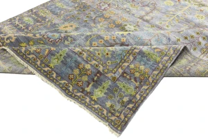Silver Floral Traditional 8X10 Oushak Chobi Oriental Rug