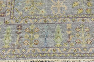 Silver Floral Traditional 8X10 Oushak Chobi Oriental Rug