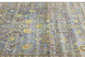 Silver Floral Traditional 8X10 Oushak Chobi Oriental Rug