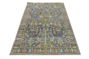 Silver Floral Traditional 6X9 Osh Chobi Oriental Rug