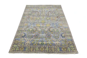 Silver Floral Traditional 6X9 Osh Chobi Oriental Rug