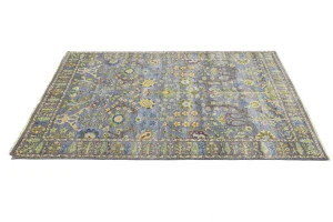 Silver Floral Traditional 6X9 Osh Chobi Oriental Rug