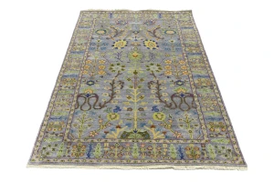 Silver Floral Traditional 5X8 Osh Chobi Oriental Rug