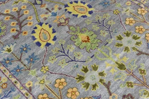Silver Floral Traditional 5X8 Osh Chobi Oriental Rug