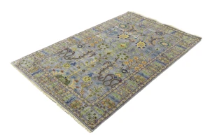 Silver Floral Traditional 5X8 Osh Chobi Oriental Rug