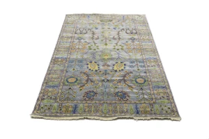 Silver Floral Traditional 5X8 Osh Chobi Oriental Rug