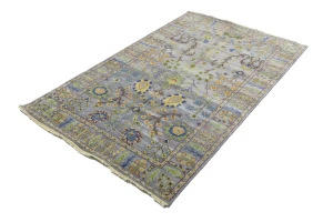 Silver Floral Traditional 5X8 Osh Chobi Oriental Rug