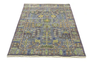 Silver Floral Traditional 4X6 Oushak Chobi Oriental Rug