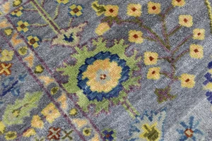 Silver Floral Traditional 4X6 Oushak Chobi Oriental Rug