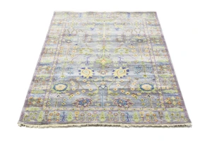 Silver Floral Traditional 4X6 Oushak Chobi Oriental Rug