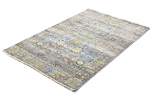 Silver Floral Traditional 4X6 Oushak Chobi Oriental Rug