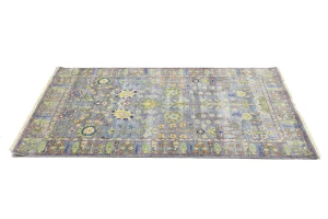 Silver Floral Traditional 4X6 Oushak Chobi Oriental Rug