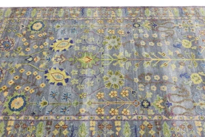 Silver Floral Traditional 4X6 Oushak Chobi Oriental Rug