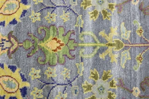 Silver Floral Traditional 4X6 Oushak Chobi Oriental Rug