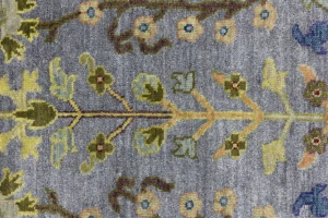 Silver Floral Traditional 6X6 Oushak Chobi Oriental Round Rug