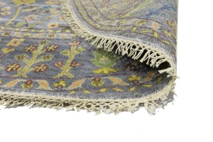 Silver Floral Traditional 8X8 Oushak Chobi Oriental Round Rug
