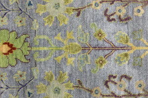 Silver Floral Traditional 8X8 Oushak Chobi Oriental Round Rug