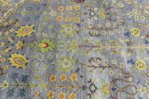 Silver Floral Traditional 8X8 Oushak Chobi Oriental Round Rug