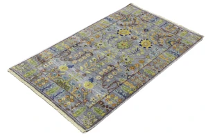 Silver Floral Traditional 3X5 Oushak Chobi Oriental Rug