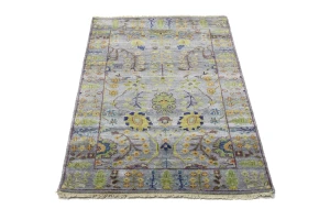 Silver Floral Traditional 3X5 Oushak Chobi Oriental Rug