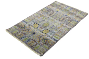 Silver Floral Traditional 3X5 Oushak Chobi Oriental Rug