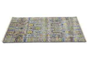 Silver Floral Traditional 3X5 Oushak Chobi Oriental Rug