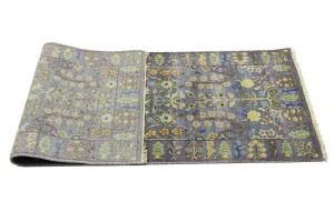 Silver Floral 2'5X6 Oushak Chobi Oriental Runner Rug