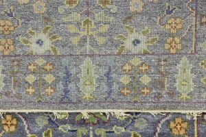 Silver Floral 2'5X6 Oushak Chobi Oriental Runner Rug