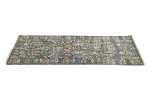 Silver Floral 2'5X6 Oushak Chobi Oriental Runner Rug