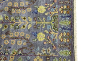 Silver Floral 2'5X6 Oushak Chobi Oriental Runner Rug