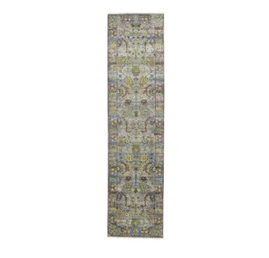 Silver Floral 3X10 Oushak Chobi Oriental Runner Rug