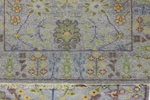 Silver Floral 3X10 Oushak Chobi Oriental Runner Rug