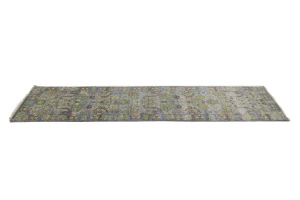 Silver Floral 3X10 Oushak Chobi Oriental Runner Rug