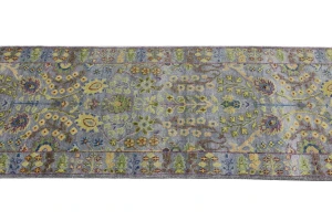 Silver Floral 3X10 Oushak Chobi Oriental Runner Rug