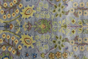 Silver Floral 3X10 Oushak Chobi Oriental Runner Rug