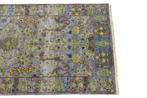Silver Floral 3X10 Oushak Chobi Oriental Runner Rug