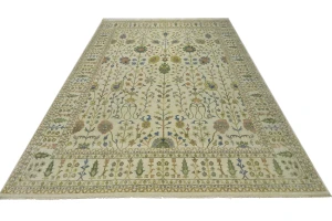 Ivory Floral Traditional 12X15 Osh Chobi Oriental Rug