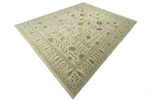 Ivory Floral Traditional 12X15 Osh Chobi Oriental Rug