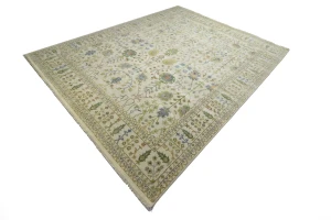 Ivory Floral Traditional 12X15 Osh Chobi Oriental Rug