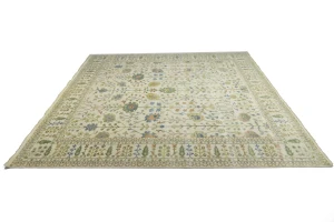 Ivory Floral Traditional 12X15 Osh Chobi Oriental Rug