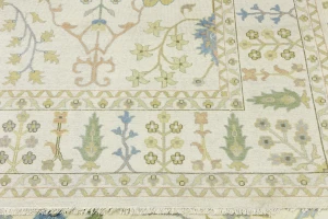Ivory Floral Traditional 10X14 Oushak Chobi Oriental Rug