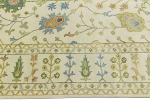 Ivory Floral Traditional 10X14 Oushak Chobi Oriental Rug