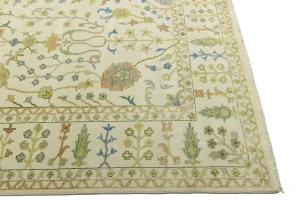 Ivory Floral Traditional 10X14 Oushak Chobi Oriental Rug