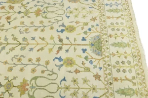 Ivory Floral Traditional 10X14 Oushak Chobi Oriental Rug