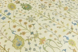 Ivory Floral Traditional 10X14 Oushak Chobi Oriental Rug